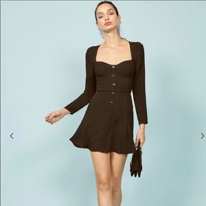 Reformation Milla Black Fit & Flare Dress sz 4